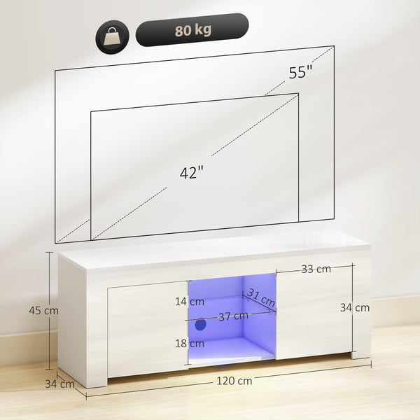 TV-taso, 120x34x45 cm, valkoinen, lastulevy