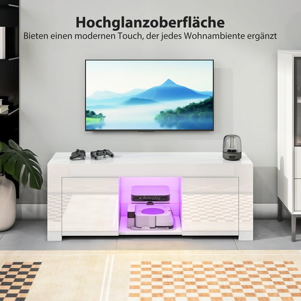 TV-taso, 120x34x45 cm, valkoinen, lastulevy
