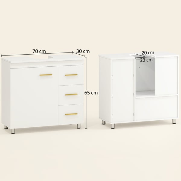 Badeværelsesvaskeskab, 70x30x65 cm, Hvid, MDF