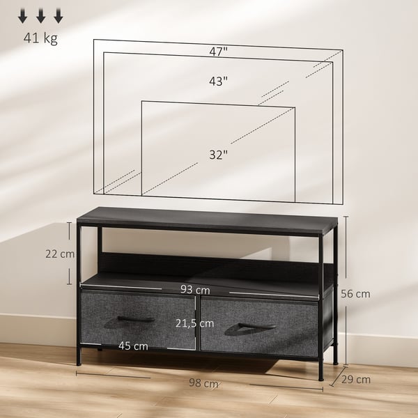 TV-taso, 98x29x56 cm, musta, säilytys
