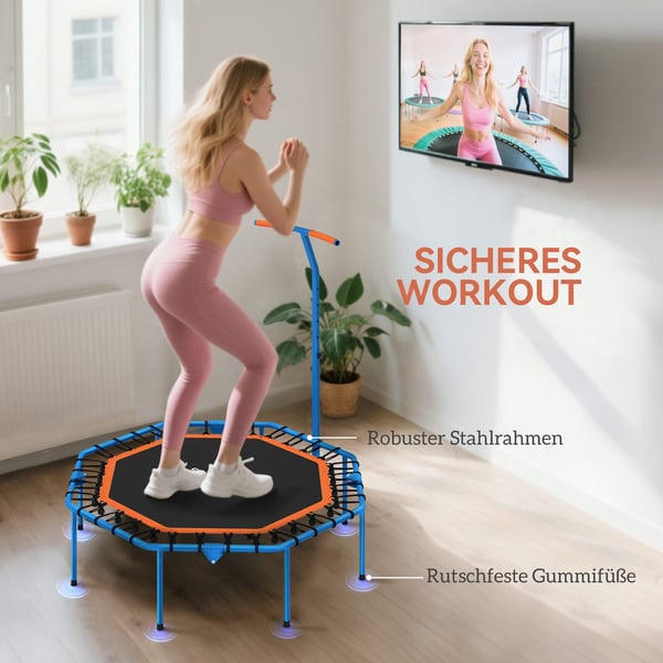 Fitness Trampolin 128x120x98 cm Blå, Stål