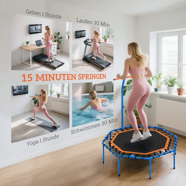 Fitness Trampolin 128x120x98 cm Blå, Stål