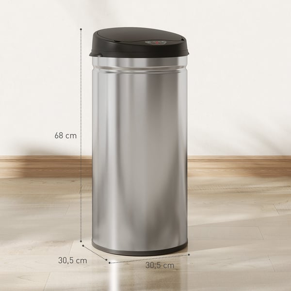 Sensor affaldsspand, 30.5x30.5x68 cm, sølv, rustfrit stål