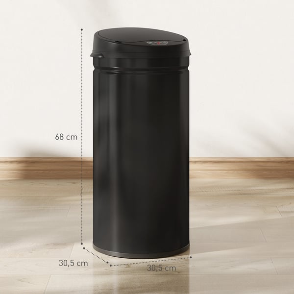 Sensor affaldsspand, 30.5x30.5x68 cm, sort, rustfrit stål
