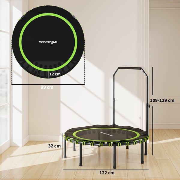 Fitness trampolin, 122x109-129 cm, grøn, stål