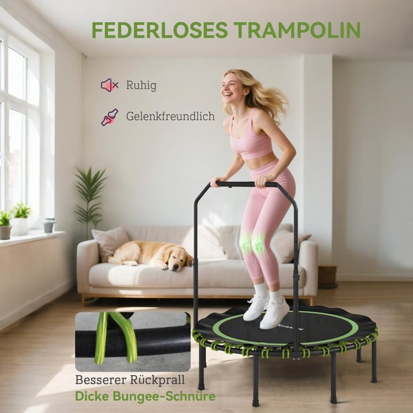 Fitness trampolin, 122x109-129 cm, grøn, stål