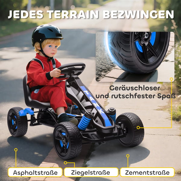 Pedal Gokart til børn 100x59x60,5 cm, blå, metalramme