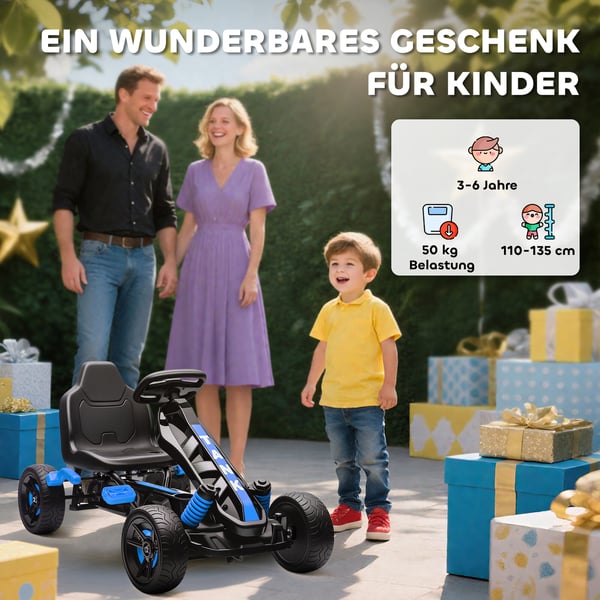 Pedal Gokart til børn 100x59x60,5 cm, blå, metalramme
