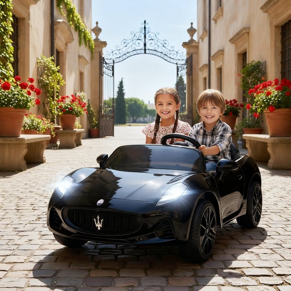 Elektrisk legebil til børn, Maserati, 120x72x50 cm, sort, plast