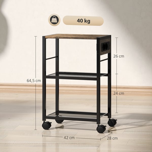 Skrivbordsställ för skrivare, 42x28x64,5 cm, brun, förvaring