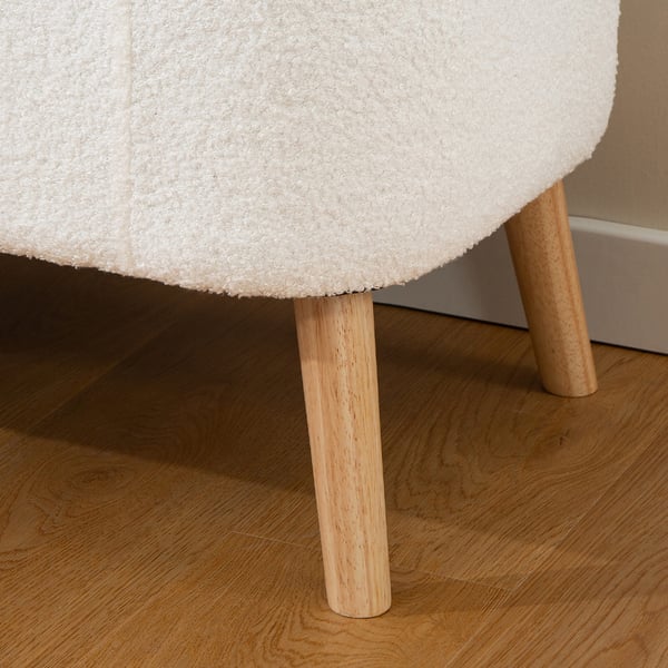 Säilytyspenkki, 120x42x45 cm, valkoinen, teddyfleece-kangas