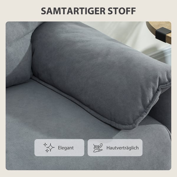 Soffa, 2-sits, 127x72x84 cm, Svart, Sammetstyg