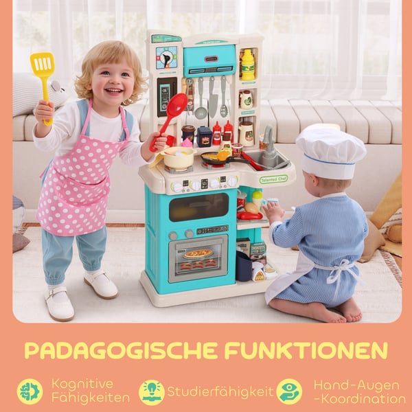 Barnkök leksakskök, 44,5x24x79 cm, Grön, Plast