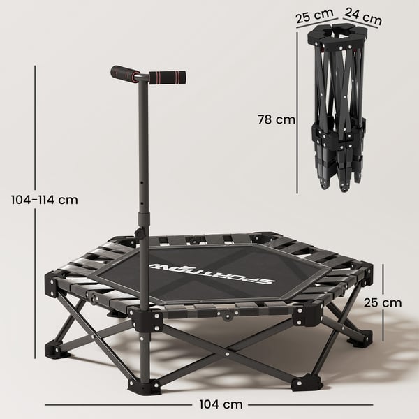 Kuntotrampoliini 104x104x104 cm Musta, Teräs, Taitettava