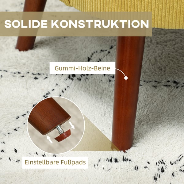 Lænestol, Polstret Accentstol, 69x69,5x78 cm, Gul, Stof