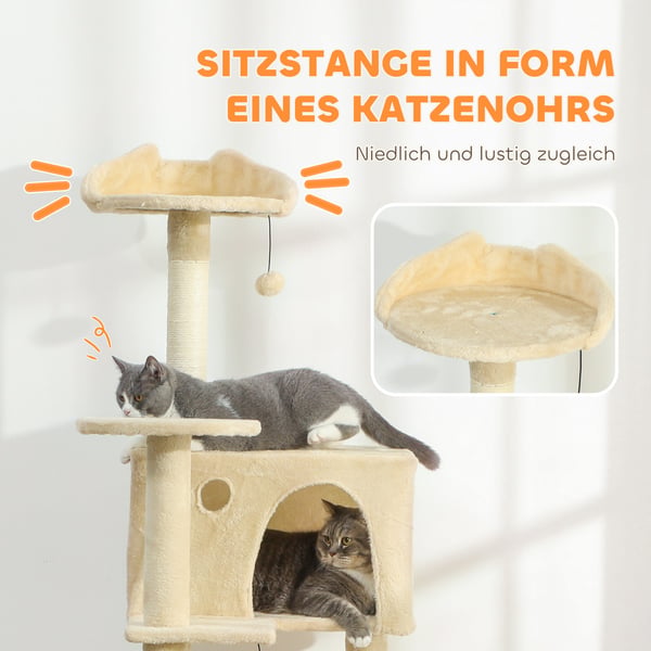 Kattställning 48x48x160 cm Beige, Sisal, Plysch