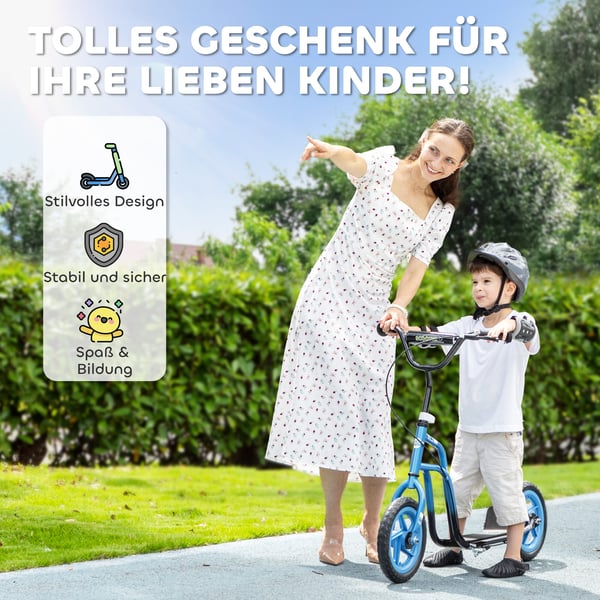 Børnescooter, 115x50x80-88 cm, Blå, justerbar