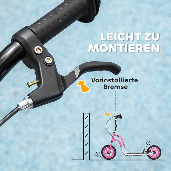 Børnescooter, 115x50x80-88 cm, Pink, justerbart styr