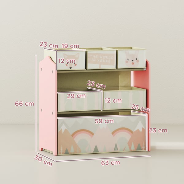 Børnegarderobe, 63x30x66 cm, Pink, Stofopbevaring