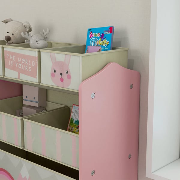 Børnegarderobe, 63x30x66 cm, Pink, Stofopbevaring
