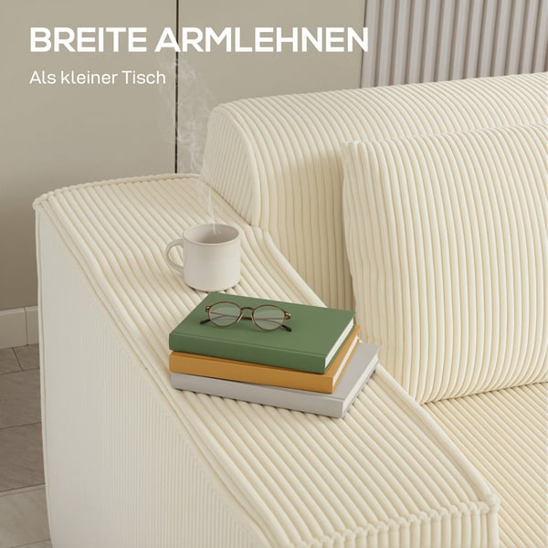 Sohva, 3-istuttava, 202x90x76 cm, beige, vakosamettiverhoilu