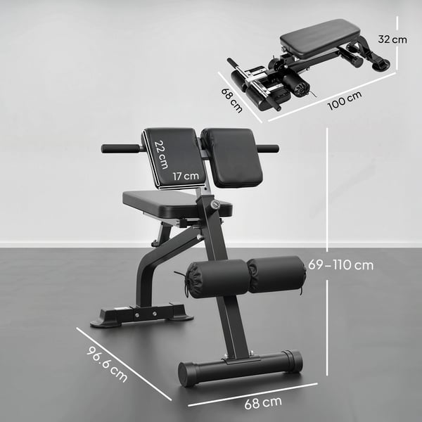 Vægtbænk, 96,6x68x69-110 cm, Sort, Stålramme