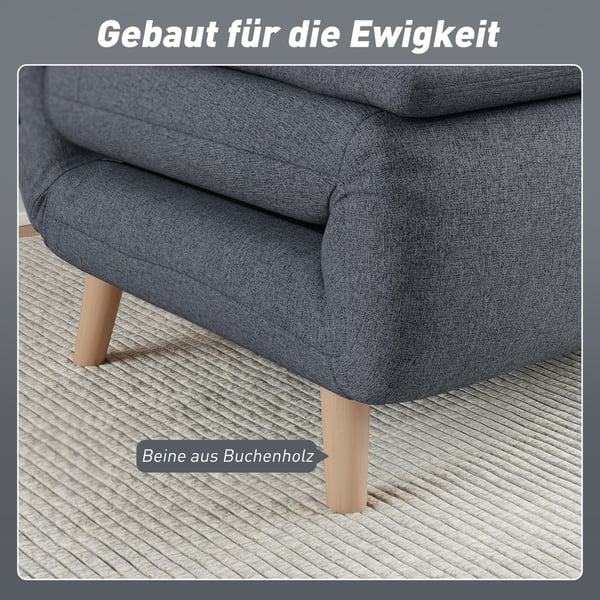 Sovstol, 3-i-1 med justerbart ryggstöd, 95x90x80 cm, Grå, Polyester