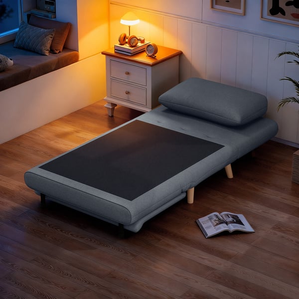 Sovstol, 3-i-1 med justerbart ryggstöd, 95x90x80 cm, Grå, Polyester