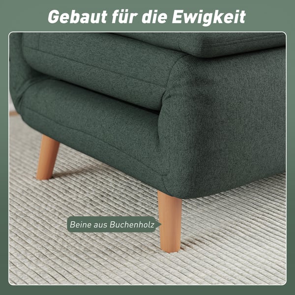 Sovesofa stol, 3-i-1 justerbart ryglæn, 95x90x80 cm, Grøn, Stof