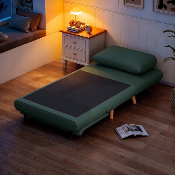 Sovesofa stol, 3-i-1 justerbart ryglæn, 95x90x80 cm, Grøn, Stof