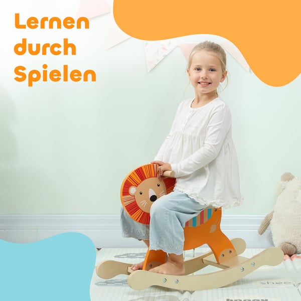 Gungande häst 59x27x44 cm Orange, trä