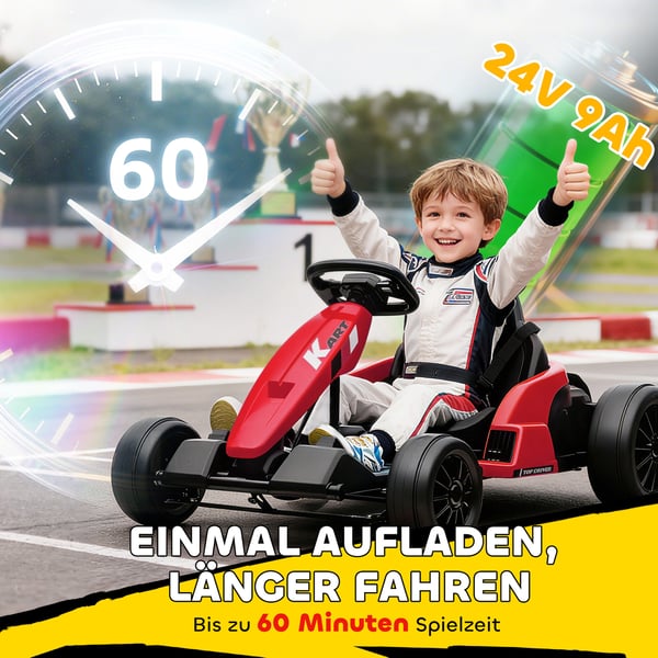 Elektrisk Gokart, 115x77x55,5 cm, Rød, Justerbart Sæde