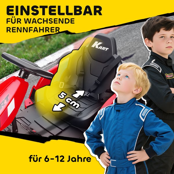 Elektrisk Gokart, 115x77x55,5 cm, Rød, Justerbart Sæde
