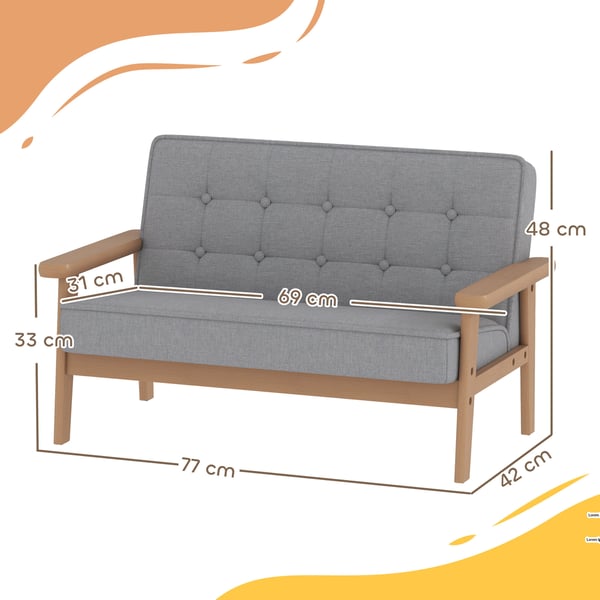 Barnsoffa 77x42x48 cm grå, träram