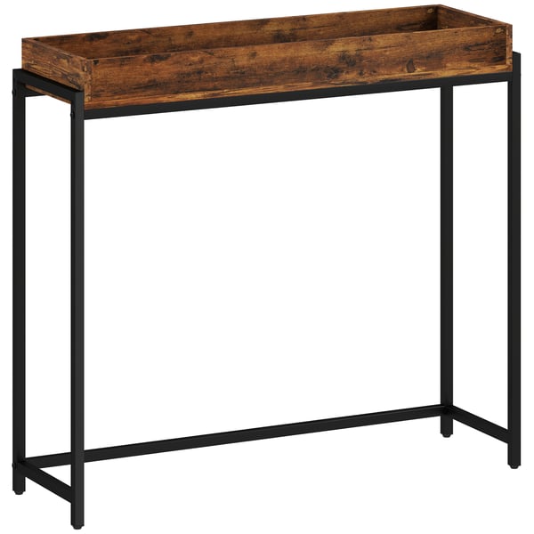 Konsolbord, 100x30x91 cm, Brun, Metall och spånskiva Konsolbord, 100x30x91 cm, Brun, Metall och spånskiva