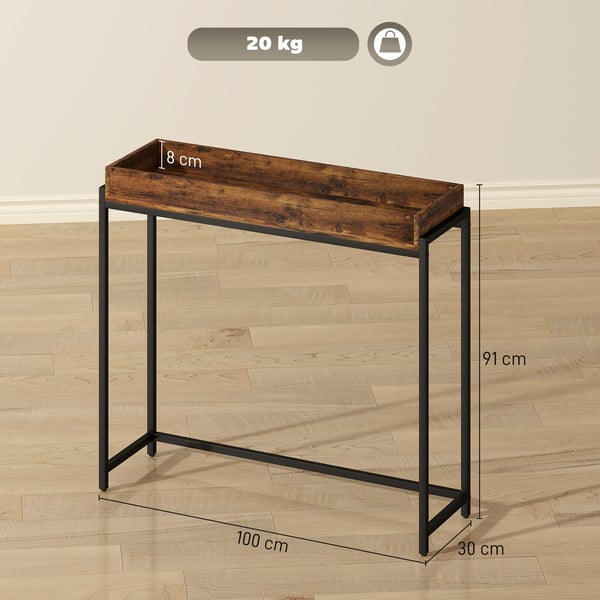 Konsolbord, 100x30x91 cm, Brun, Metall och spånskiva