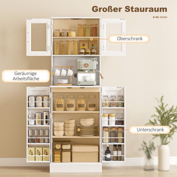 Køkkenskab, Justerbar hylde, 60x39,5x180 cm, Hvid, MDF