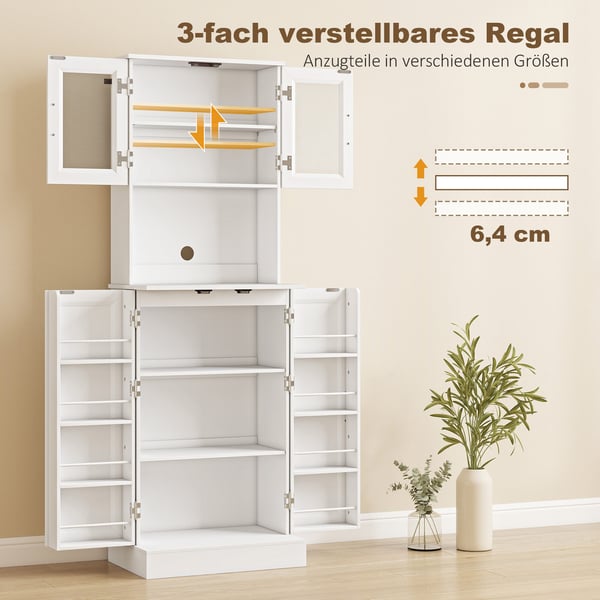 Køkkenskab, Justerbar hylde, 60x39,5x180 cm, Hvid, MDF