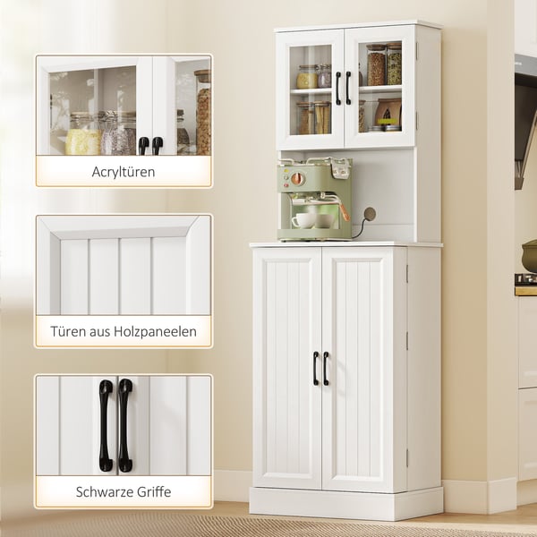 Køkkenskab, Justerbar hylde, 60x39,5x180 cm, Hvid, MDF