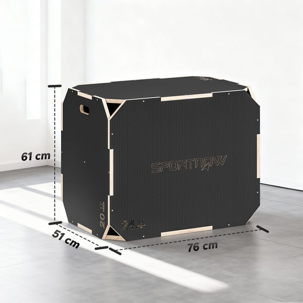 Plyo Box, 76x61x51 cm, Svart, Trä