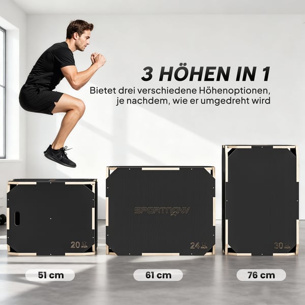 Plyo Box, 76x61x51 cm, Svart, Trä