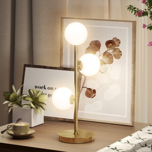 Bordslampa, 24x24x53 cm, Mässing, Stålbas