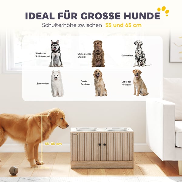 Hundemadestation, 60x30x35,5 cm, Eg, Træ