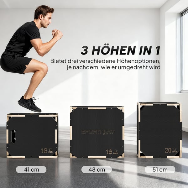 Plyometrisk hoppbox, 51x48x41 cm, Svart, Plywood