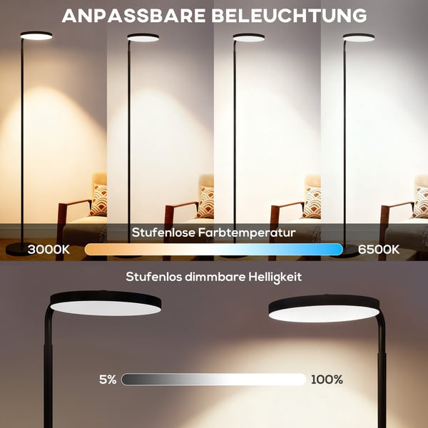 LED Golvlampa, 41x25x166-177 cm, Svart, Metall