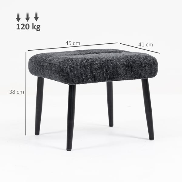 Skammel, 45x41x38 cm, Mørkegrå, Chenille Stof
