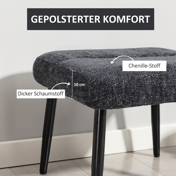 Skammel, 45x41x38 cm, Mørkegrå, Chenille Stof