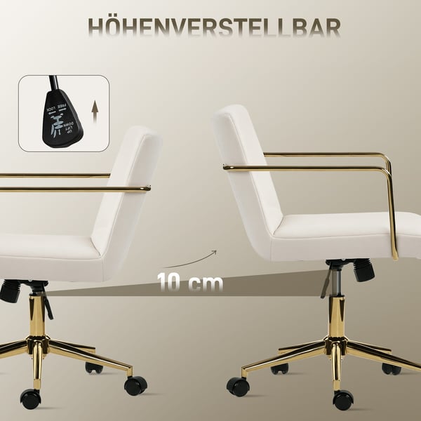 Kontorstol, 57x64x80-90 cm, cremehvid, velourstof