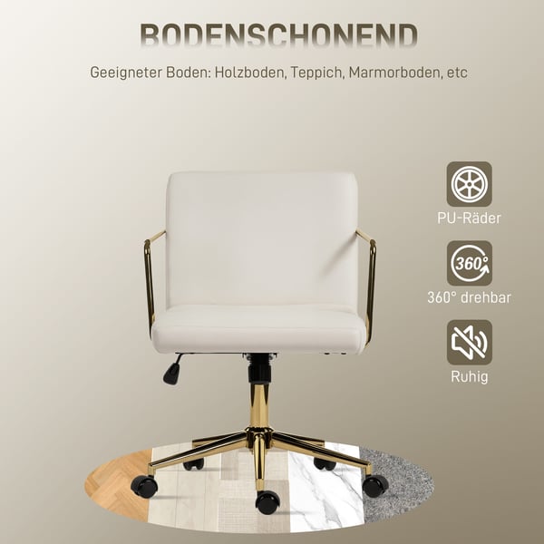 Kontorstol, 57x64x80-90 cm, cremehvid, velourstof