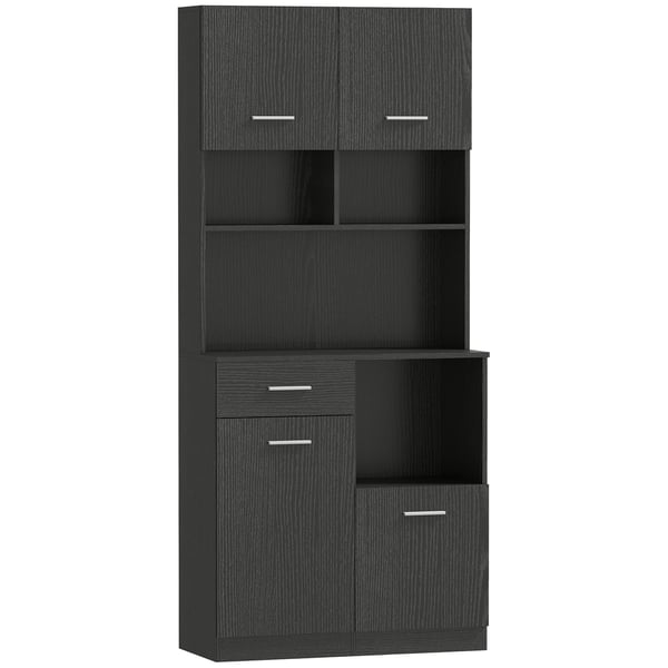 Køkkenskab buffet med skuffe, 80x35x180 cm, sort, MDF